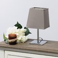 Star Brite Simple Designs Mini Chrome Table Lamp with Squared Empire Fabric Shade, Grey ST2519971